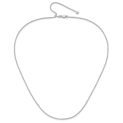 22 Inch 14K White Gold Adjustable 1.35mm Round Box Chain Necklace
