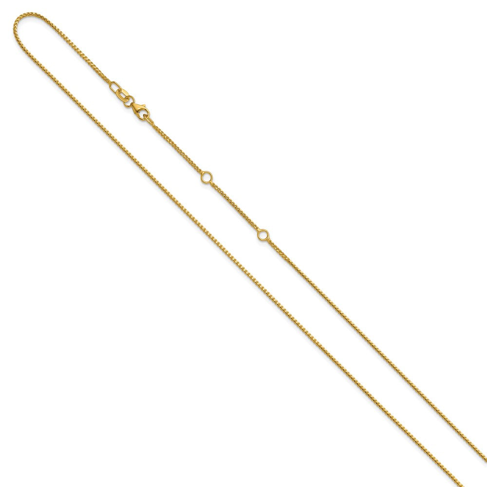 2 Inch 14K Yellow Gold 1.1mm Franco 1In+1In Adjustable Chain Necklace