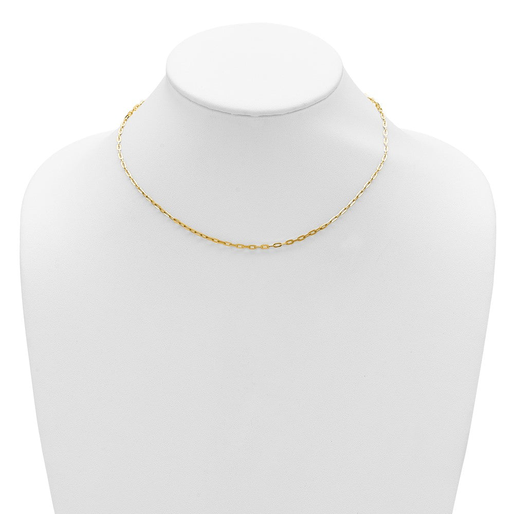 2 Inch 14K Yellow Gold 1.1mm Franco 1In+1In Adjustable Chain Necklace
