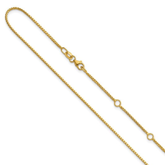 18 Inch 14K Yellow Gold 1.1mm Franco 1In+1In Adjustable Chain Necklace
