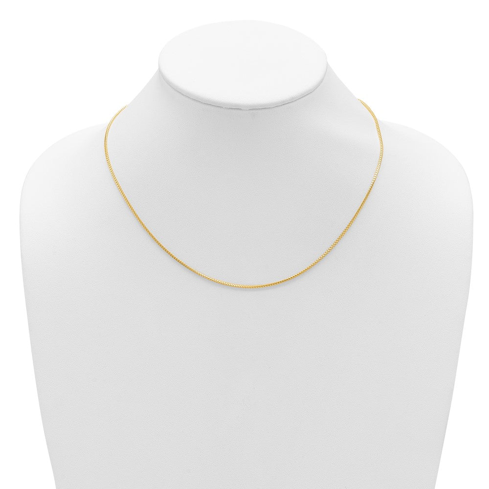 18 Inch 14K Yellow Gold 1.25mm Franco 1In+1In Adjustable Chain Necklace