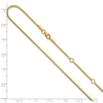 2 Inch 14K Yellow Gold 1.25mm Franco 1In+1In Adjustable Chain Necklace