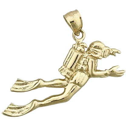 14K Gold Scuba Diver Pendant