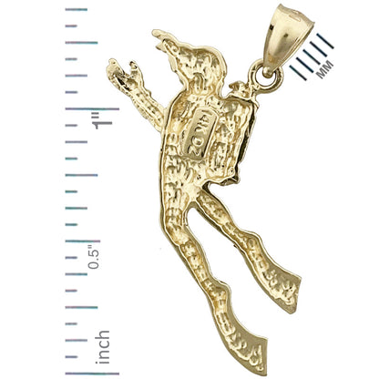 14K Gold Scuba Diver Pendant