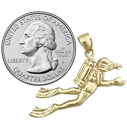 14K Gold Scuba Diver Pendant