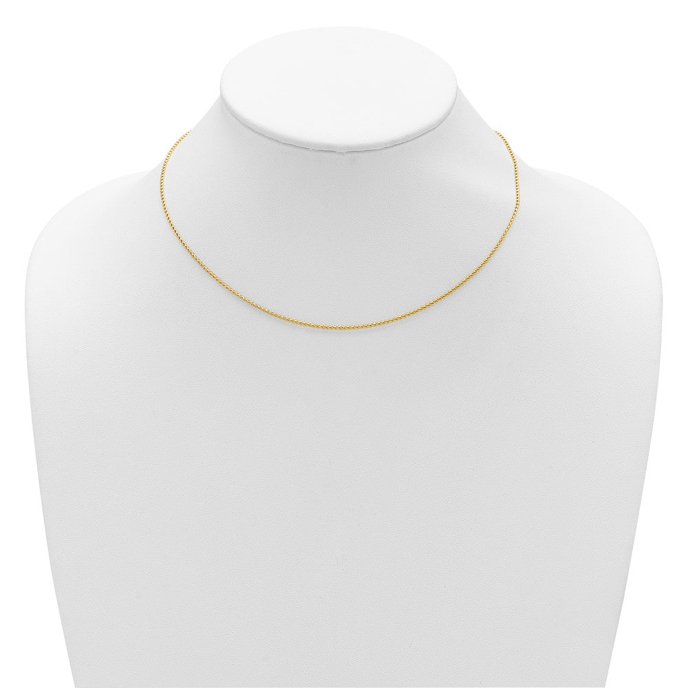 18 Inch 14K Yellow Gold 1.15mm D/C Open Franco 1In+1In Adjustable Chain Necklace