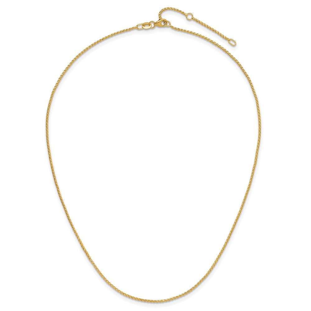 2 Inch 14K Yellow Gold 1.15mm D/C Open Franco 1In+1In Adjustable Chain Necklace