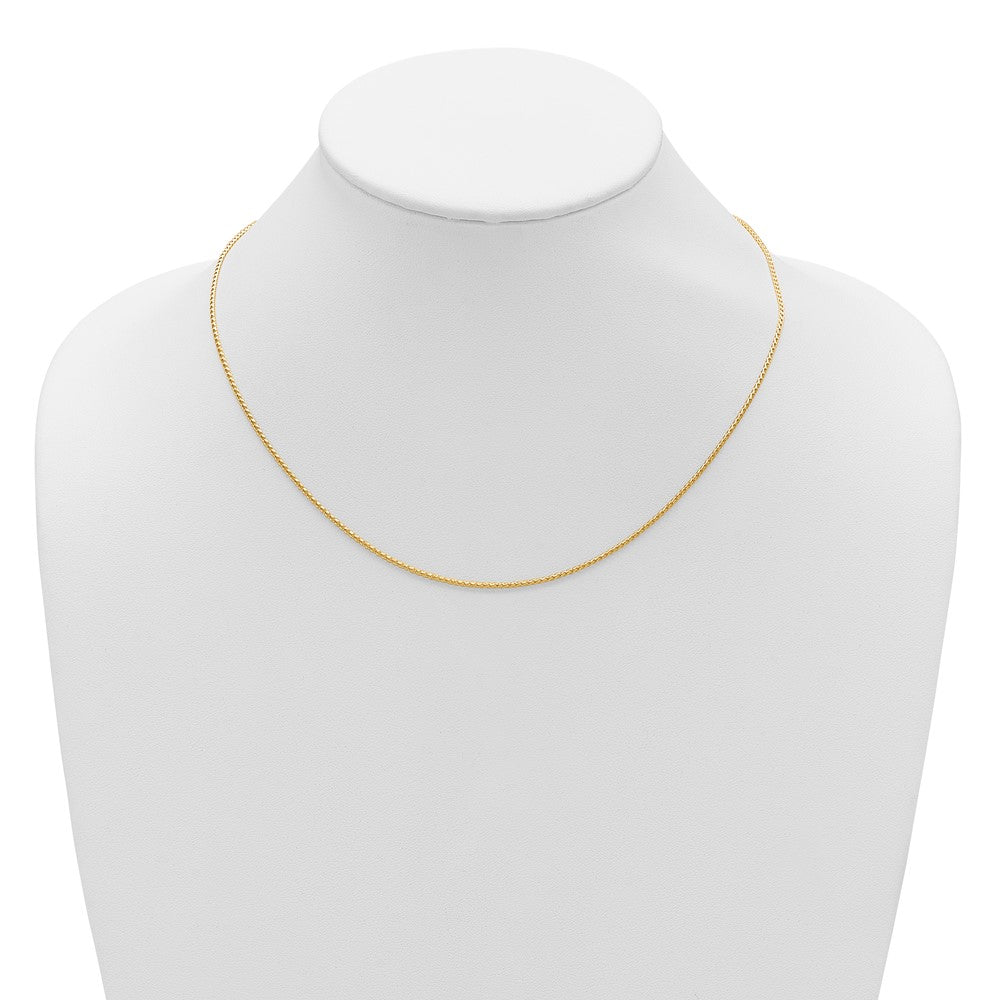 18 Inch 14K Yellow Gold 1.15mm D/C Open Franco 1In+1In Adjustable Chain Necklace