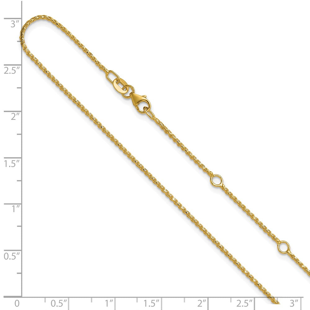 2 Inch 14K Yellow Gold 1.15mm D/C Open Franco 1In+1In Adjustable Chain Necklace