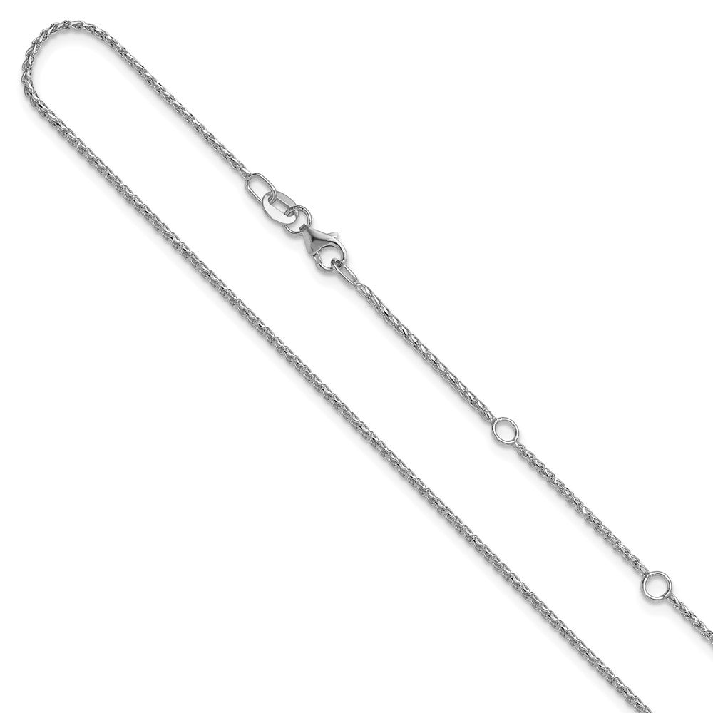 18 Inch 14K White Gold 1.15mm D/C Open Franco 1In+1In Adjustable Chain Necklace