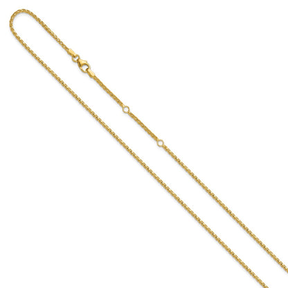 2 Inch 14K Yellow Gold 1.65mm D/C Open Franco 1In+1In Adjustable Chain Necklace