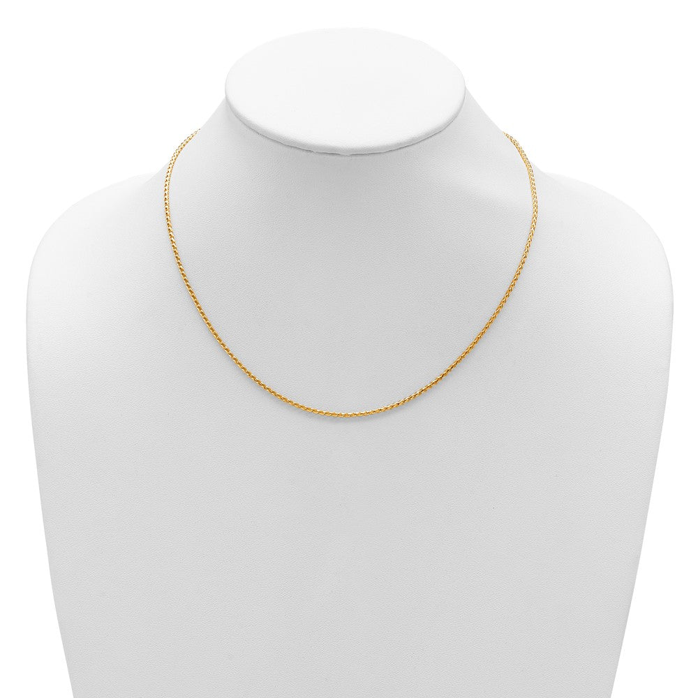 2 Inch 14K Yellow Gold 1.65mm D/C Open Franco 1In+1In Adjustable Chain Necklace