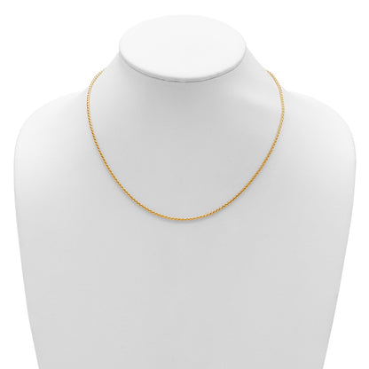 2 Inch 14K Yellow Gold 1.65mm D/C Open Franco 1In+1In Adjustable Chain Necklace
