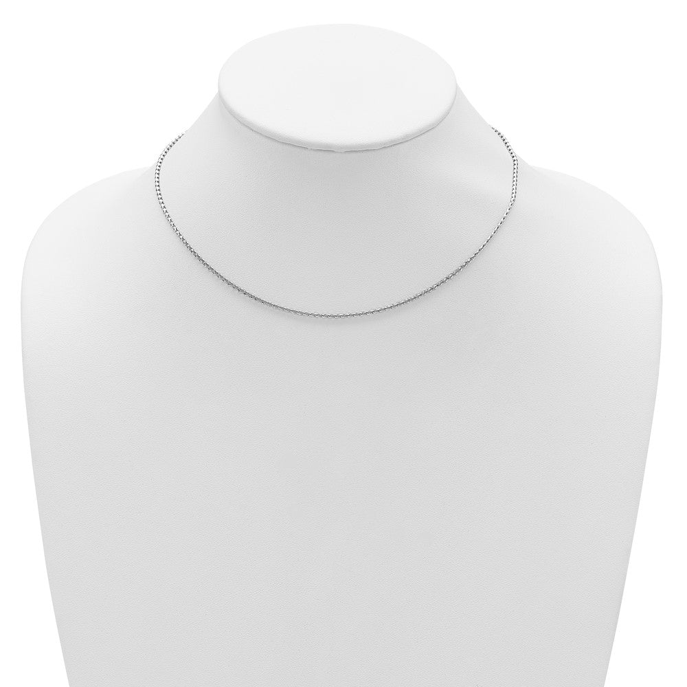 2 Inch 14K White Gold 1.65mm D/C Open Franco 1In+1In Adjustable Chain Necklace