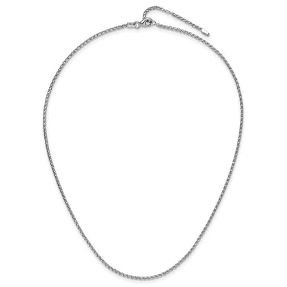 18 Inch 14K White Gold 1.65mm D/C Open Franco 1In+1In Adjustable Chain Necklace