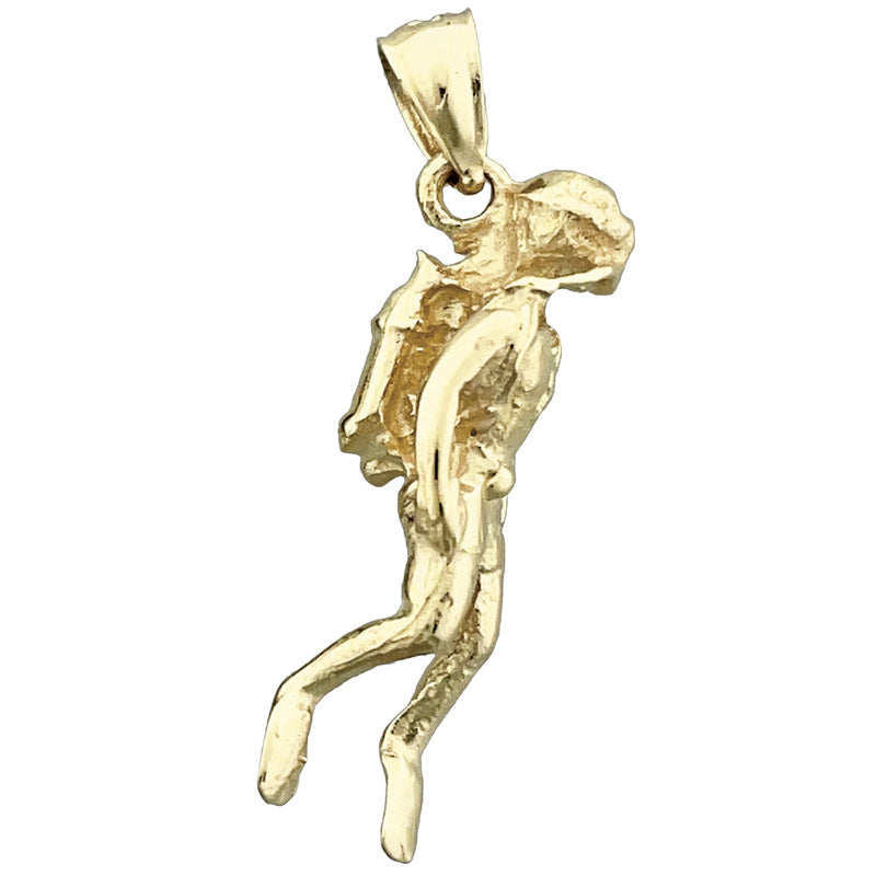 14K Gold 3-D Scuba Diver Pendant