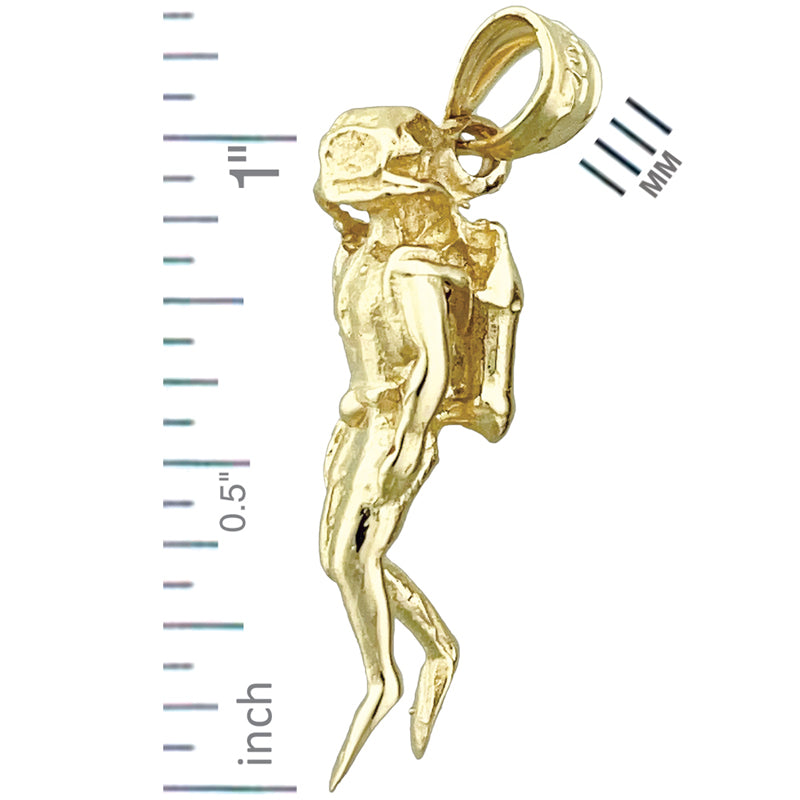 14K Gold 3-D Scuba Diver Pendant