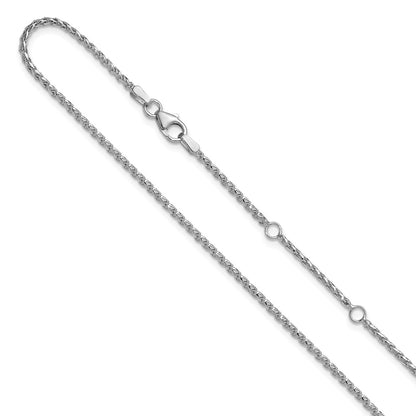 18 Inch 14K White Gold 1.65mm D/C Open Franco 1In+1In Adjustable Chain Necklace