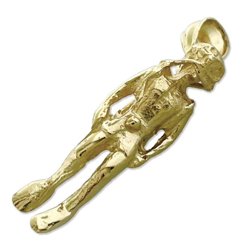 14K Gold 3-D Scuba Diver Pendant