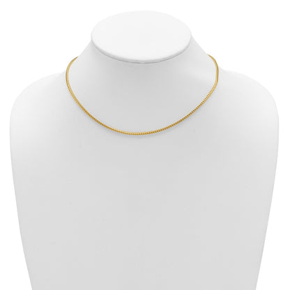 2 Inch 14K Yellow Gold 2.1mm D/C Open Franco 1In+1In Adjustable Chain Necklace