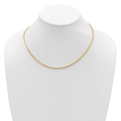 2 Inch 14K Yellow Gold 2.1mm D/C Open Franco 1In+1In Adjustable Chain Necklace