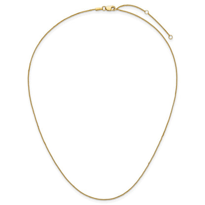 18 Inch 14K Yellow Gold .65mm D/C Spiga 1In+1In Adjustable Chain Necklace