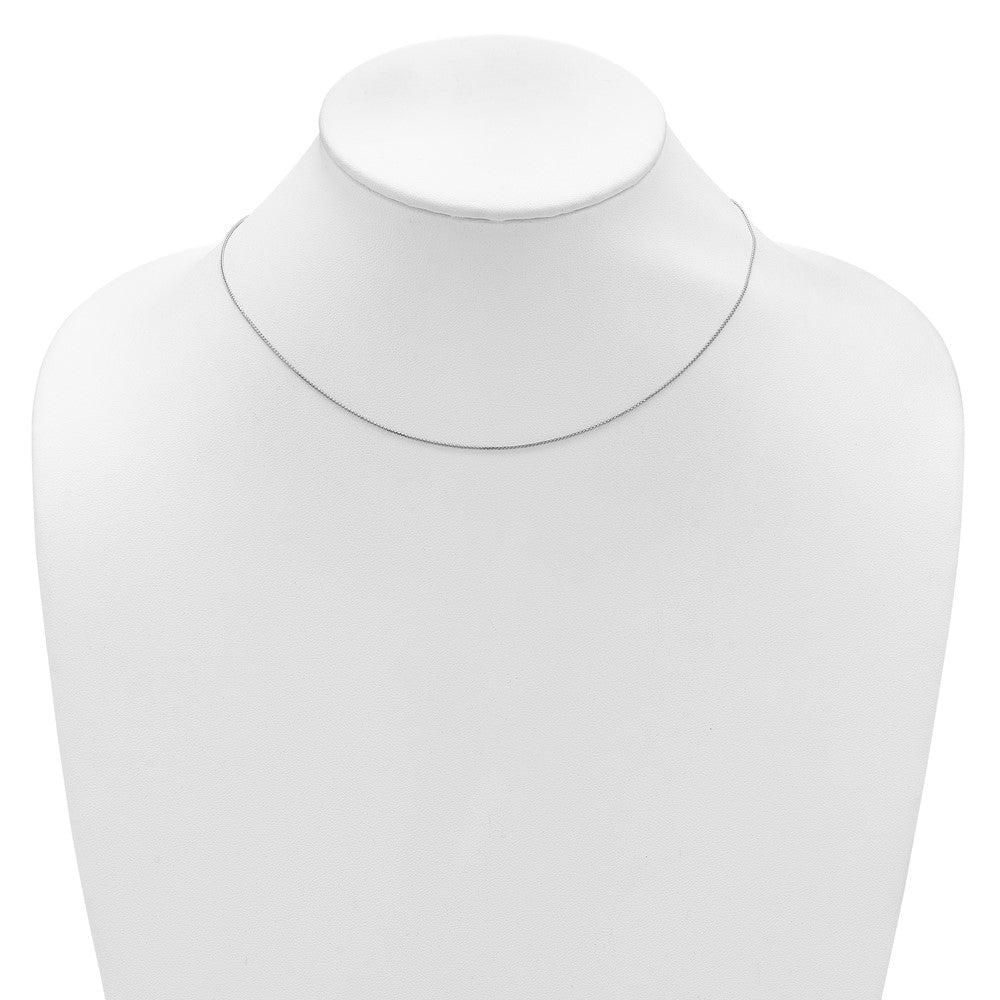 2 Inch 14K White Gold .65mm D/C Spiga 1In+1In Adjustable Chain Necklace