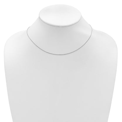 2 Inch 14K White Gold .65mm D/C Spiga 1In+1In Adjustable Chain Necklace