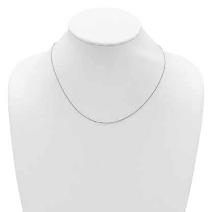 18 Inch 14K White Gold .65mm D/C Spiga 1In+1In Adjustable Chain Necklace