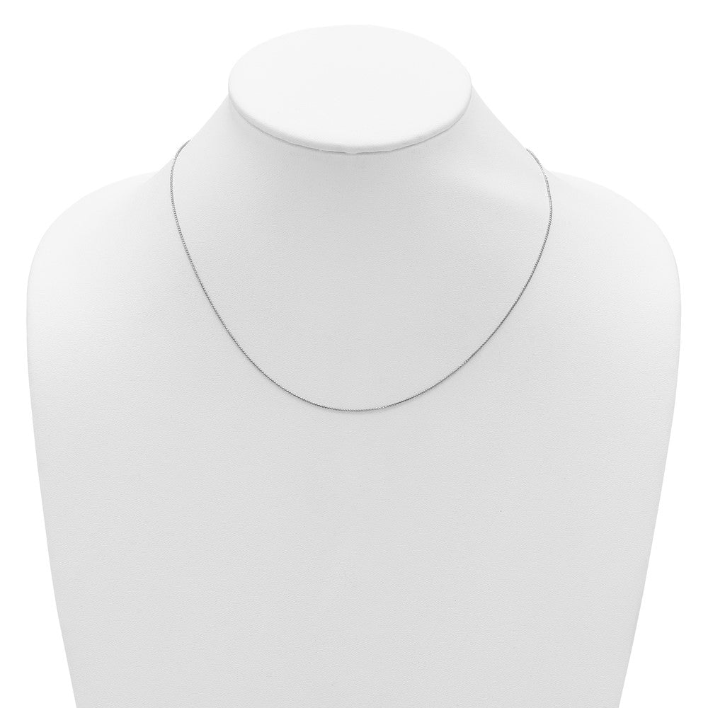 2 Inch 14K White Gold .65mm D/C Spiga 1In+1In Adjustable Chain Necklace