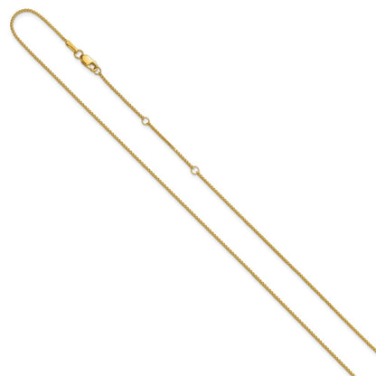 18 Inch 14K Yellow Gold 1mm D/C Spiga 1In+1In Adjustable Chain Necklace