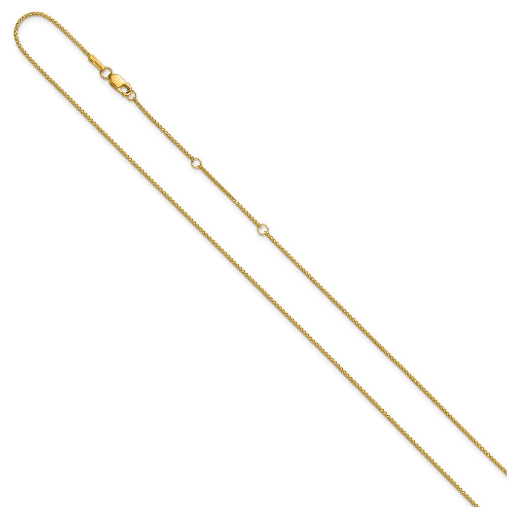 2 Inch 14K Yellow Gold 1mm D/C Spiga 1In+1In Adjustable Chain Necklace