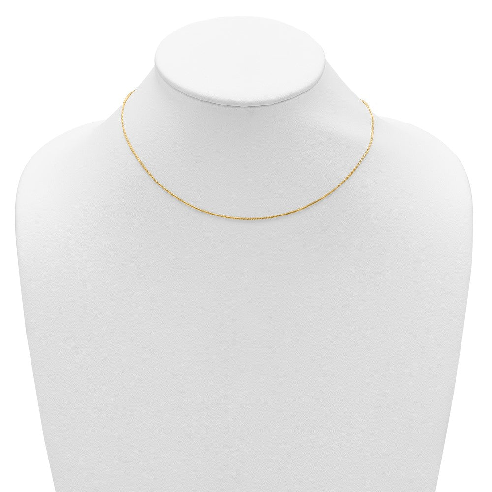 18 Inch 14K Yellow Gold 1mm D/C Spiga 1In+1In Adjustable Chain Necklace