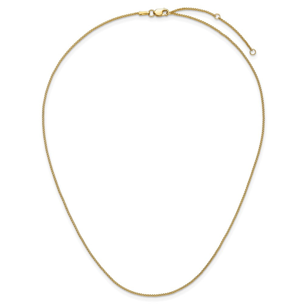 2 Inch 14K Yellow Gold 1mm D/C Spiga 1In+1In Adjustable Chain Necklace