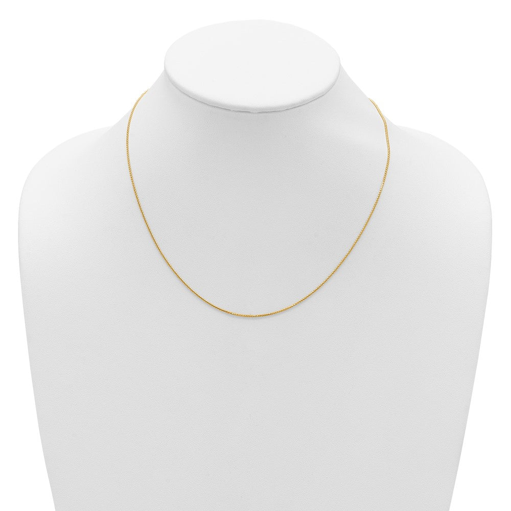 18 Inch 14K Yellow Gold 1mm D/C Spiga 1In+1In Adjustable Chain Necklace