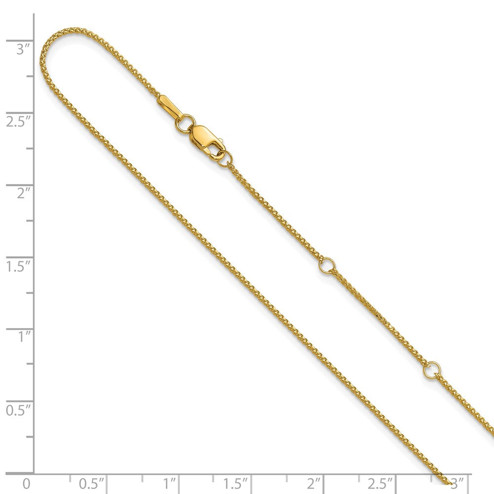18 Inch 14K Yellow Gold 1mm D/C Spiga 1In+1In Adjustable Chain Necklace