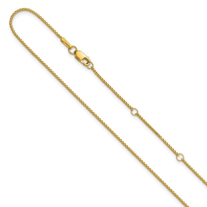 2 Inch 14K Yellow Gold 1mm D/C Spiga 1In+1In Adjustable Chain Necklace
