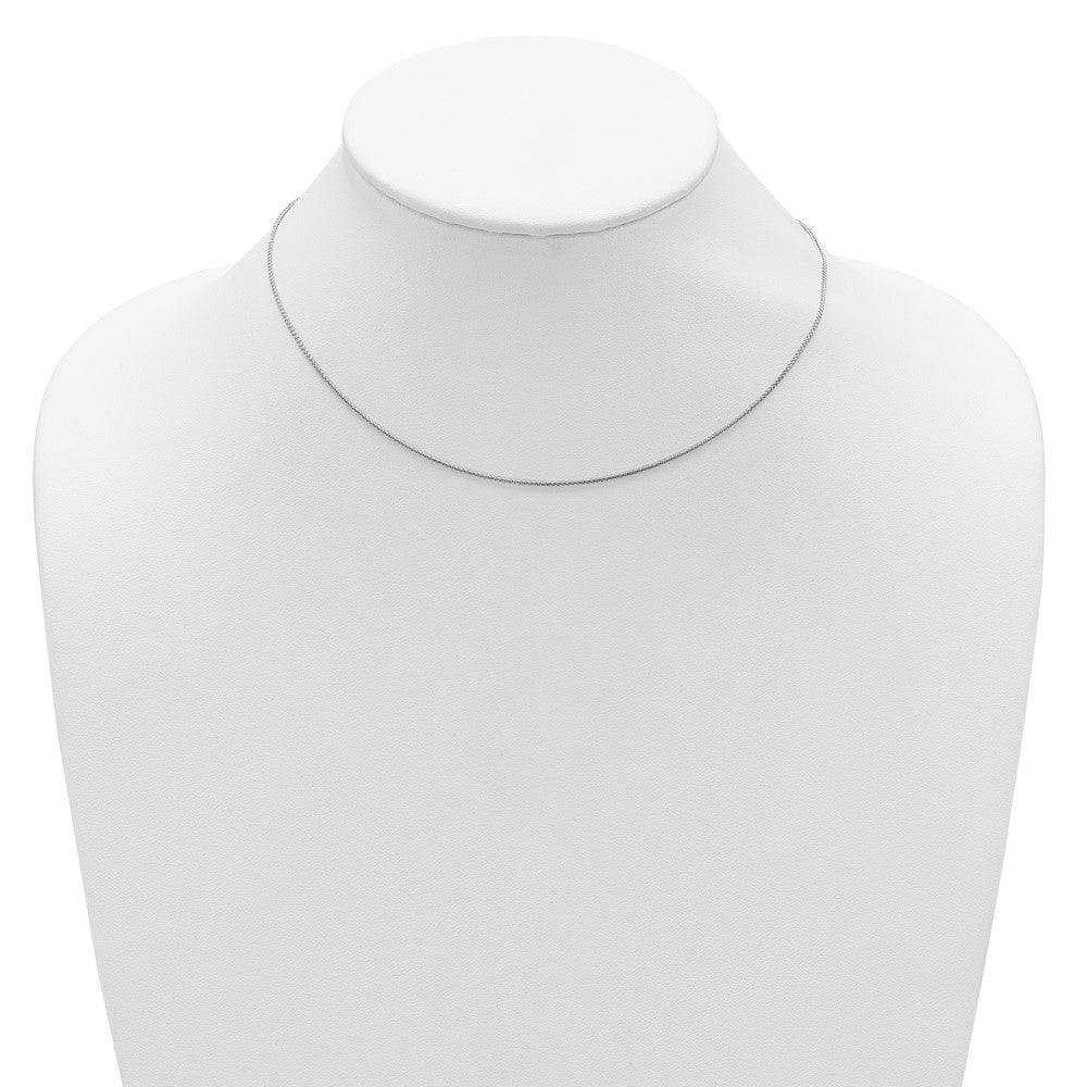 18 Inch 14K White Gold 1mm D/C Spiga 1In+1In Adjustable Chain Necklace