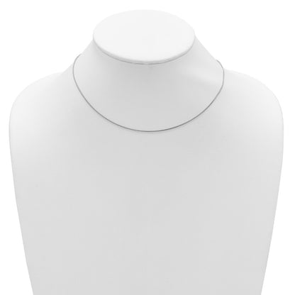 2 Inch 14K White Gold 1mm D/C Spiga 1In+1In Adjustable Chain Necklace