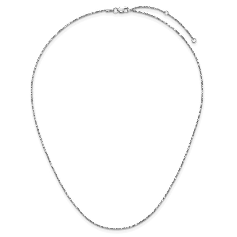 2 Inch 14K White Gold 1mm D/C Spiga 1In+1In Adjustable Chain Necklace