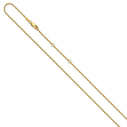 2 Inch 14K Yellow Gold 1.2mm D/C Spiga 1In+1In Adjustable Chain Necklace
