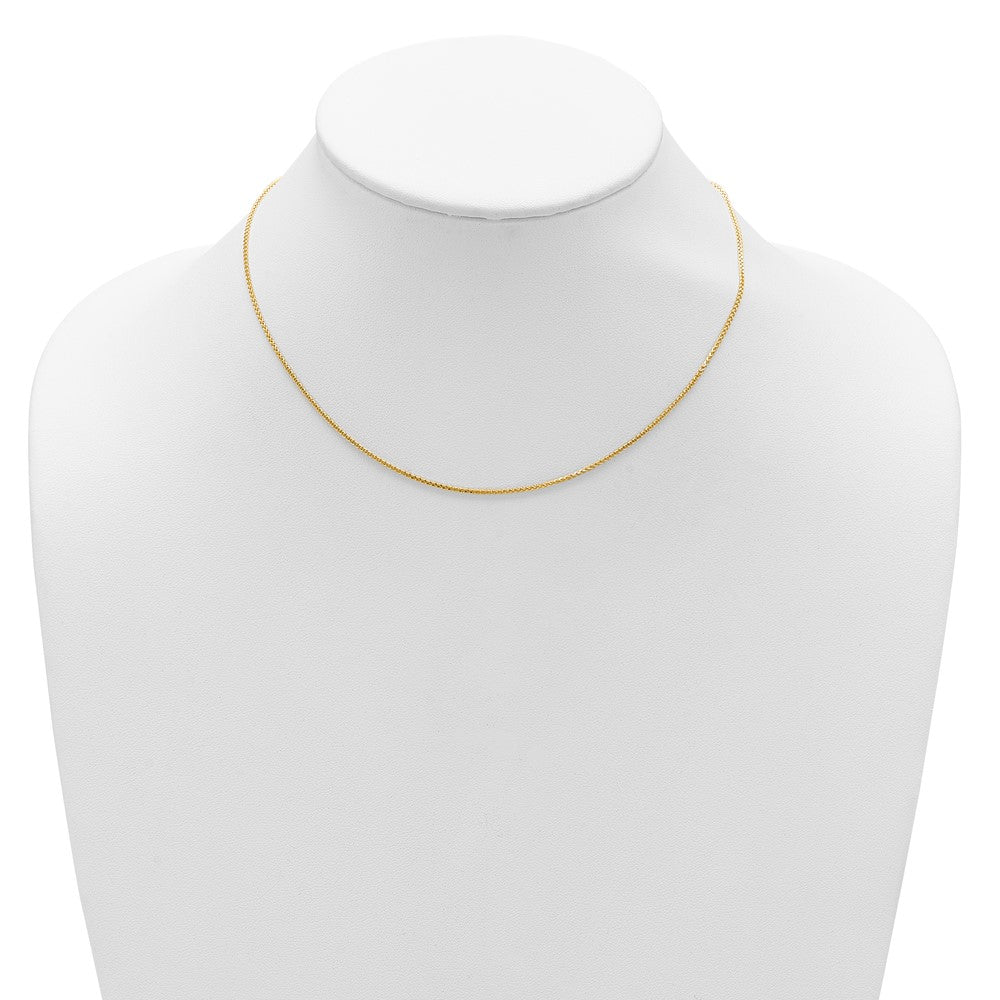 2 Inch 14K Yellow Gold 1.2mm D/C Spiga 1In+1In Adjustable Chain Necklace