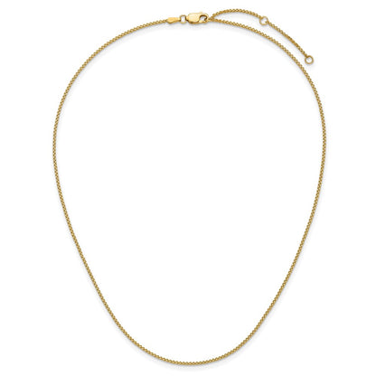 2 Inch 14K Yellow Gold 1.2mm D/C Spiga 1In+1In Adjustable Chain Necklace