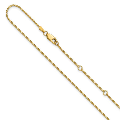 2 Inch 14K Yellow Gold 1.2mm D/C Spiga 1In+1In Adjustable Chain Necklace