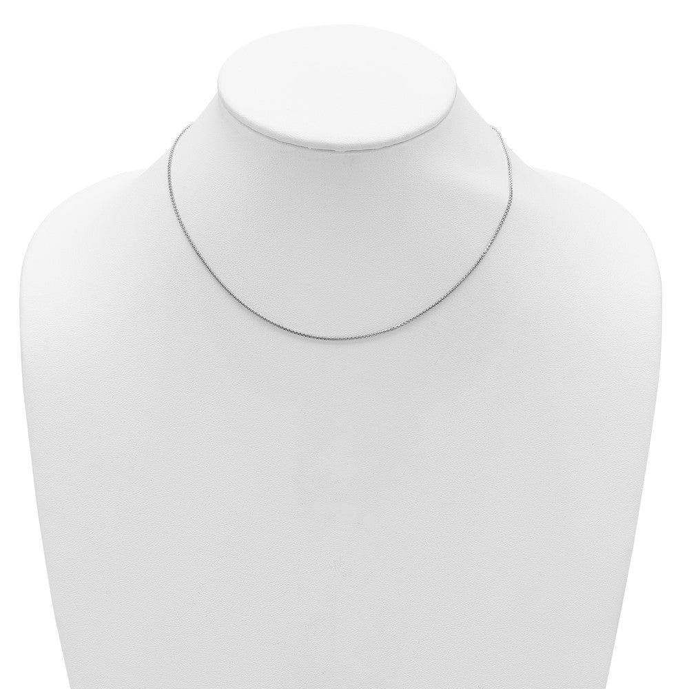 18 Inch 14K White Gold 1.2mm D/C Spiga 1In+1In Adjustable Chain Necklace