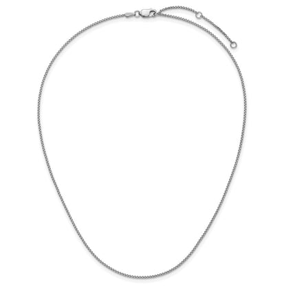 18 Inch 14K White Gold 1.2mm D/C Spiga 1In+1In Adjustable Chain Necklace