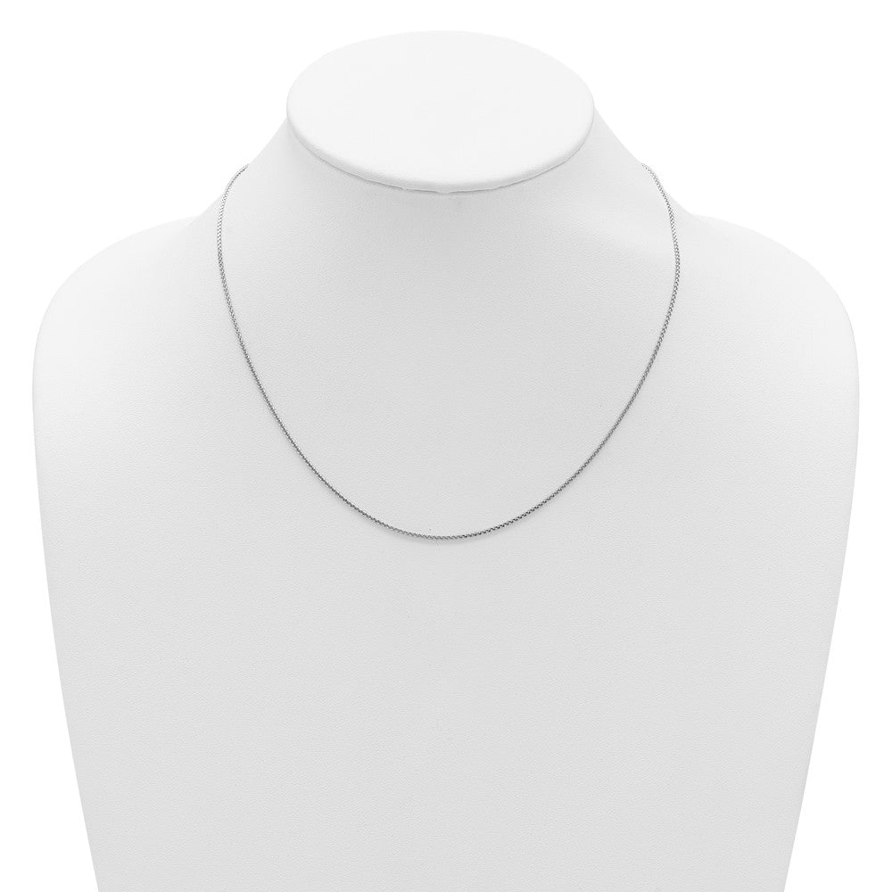 2 Inch 14K White Gold 1.2mm D/C Spiga 1In+1In Adjustable Chain Necklace