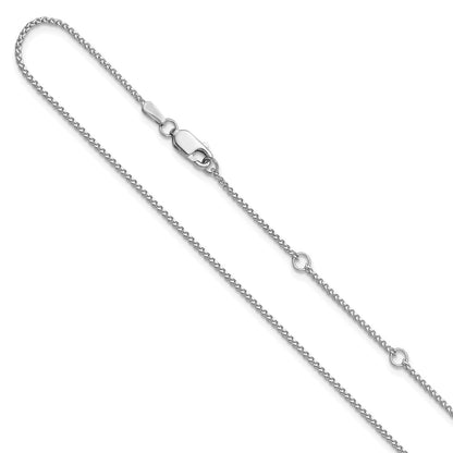 2 Inch 14K White Gold 1.2mm D/C Spiga 1In+1In Adjustable Chain Necklace