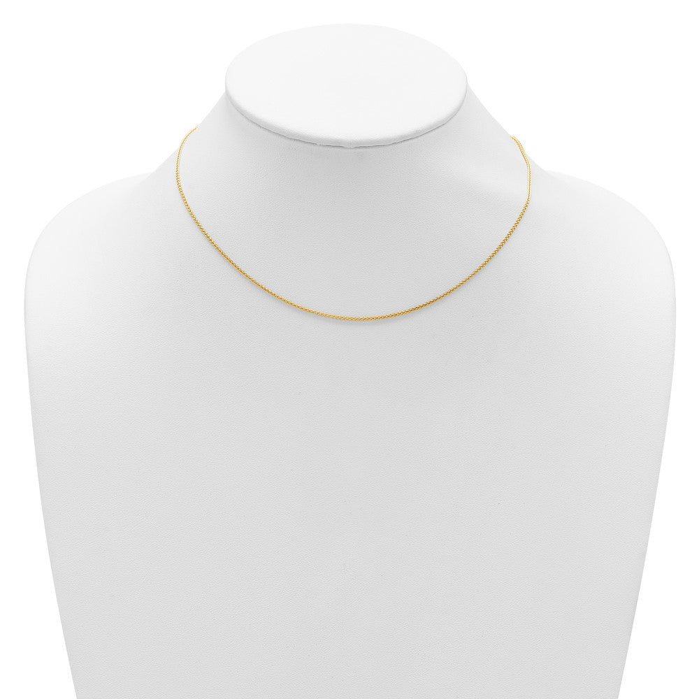 18 Inch 14K Yellow Gold 1.2mm Baby Spiga 1In+1In Adjustable Chain Necklace