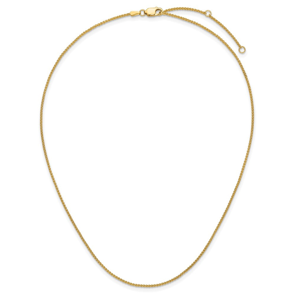 18 Inch 14K Yellow Gold 1.2mm Baby Spiga 1In+1In Adjustable Chain Necklace